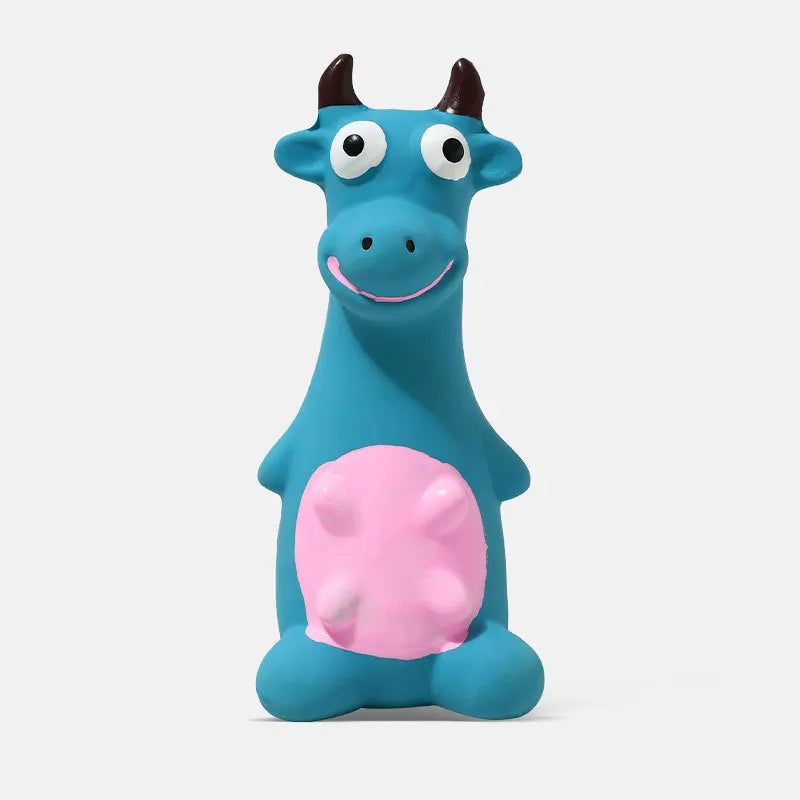 Dog Chew Toy Latex Dog Cow Shape Pet Squeaky Toys For Small Medium Large Dogs Teeth Cleaning Dog Puppy Sound Toy Pet Supplies