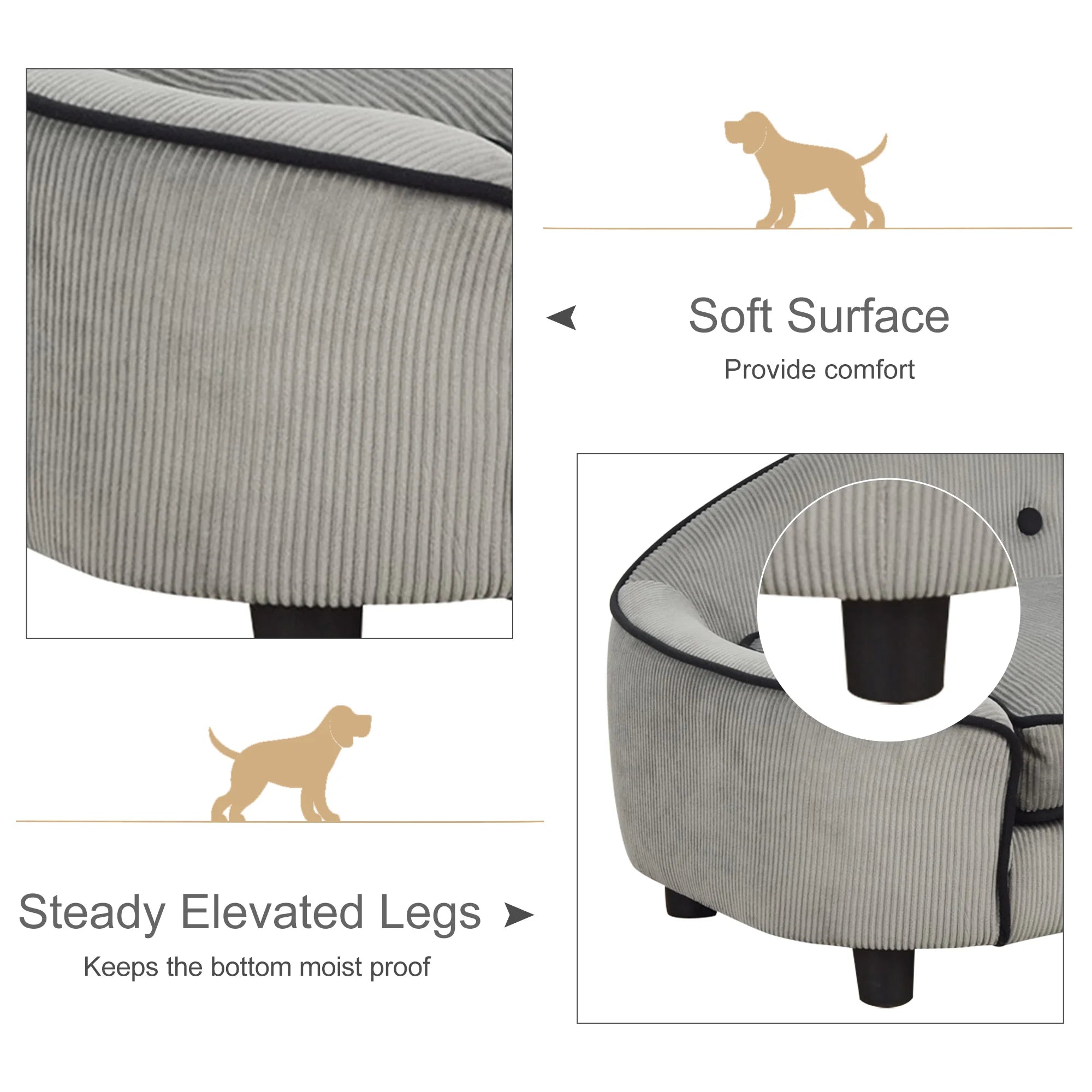 PawHut Dog Sofa Puppy Chair Kitten Bed Lounge w/ Cushion, for XS and S Dogs